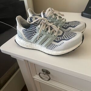 adidas White and Blue Athletic Shoes